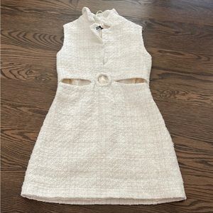 Zara Cutout Shift Dress In Cream